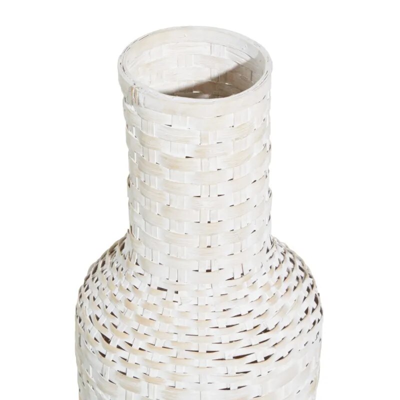 KAZHAN White  Bohemian Metal Vase with Distressed Weaving Pattern, 9" x 9" x 30"PatternsLiving room decoration vase