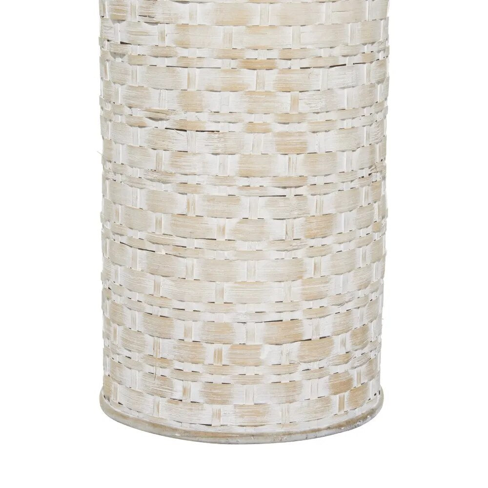 22-Inch Tall Woven Floor Bamboo Vase White