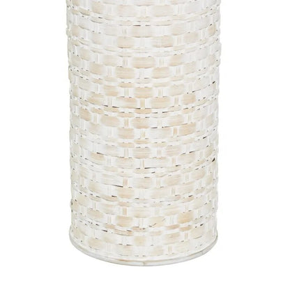 White Bohemian Metal Vase with Distressed Weaving Pattern, 9" x 9" x 30"PatternsLiving room decoration vase