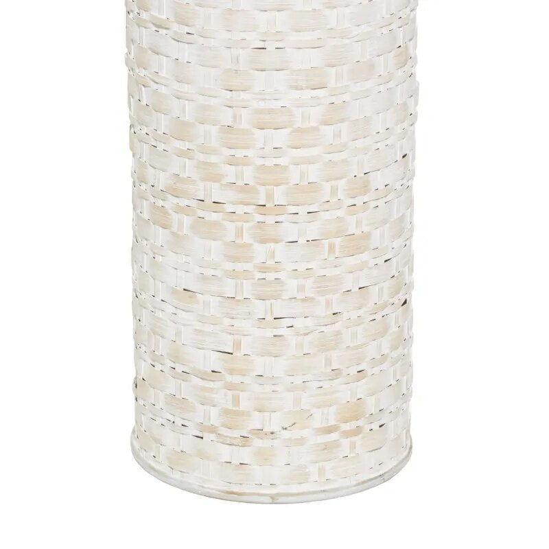 KAZHAN White  Bohemian Metal Vase with Distressed Weaving Pattern, 9" x 9" x 30"PatternsLiving room decoration vase